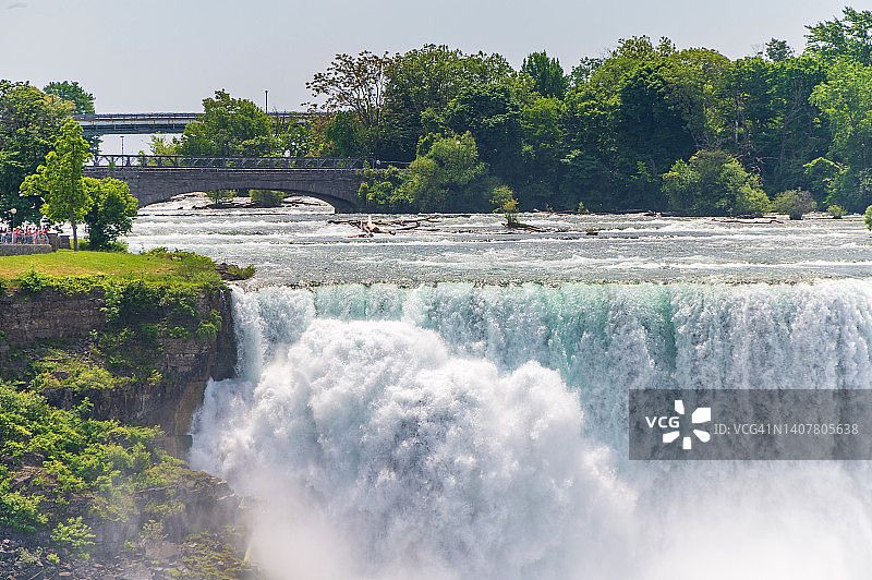 尼亚加拉瀑布的美国瀑布特写图片素材