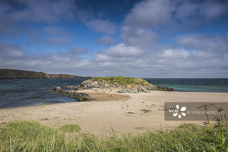 英国设得兰群岛安斯特岛诺威克附近的海岸景色图片素材