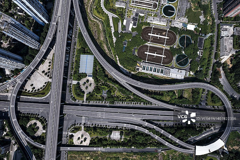 城市立交桥系统航拍图片素材