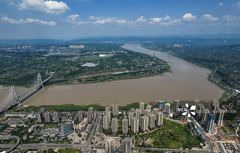 长江上游城市景观航拍照片图片素材