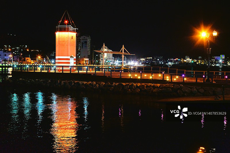 统营美丽的夜间海景图片素材