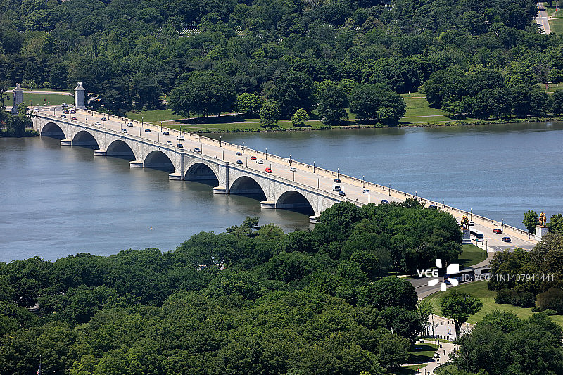 阿灵顿纪念大桥鸟瞰图 - 华盛顿特区图片素材