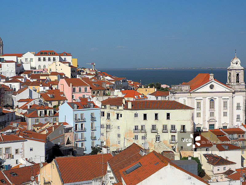 从滨海广场眺望里斯本卡斯特罗全景图片素材
