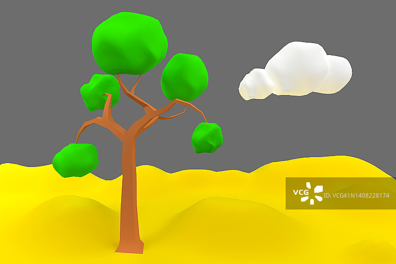 绿色树木CG插画图片素材