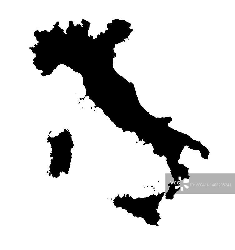 意大利及岛屿轮廓地图图片素材