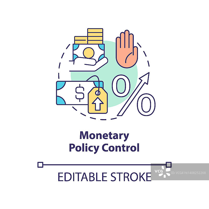 货币政策控制概念图标图片素材