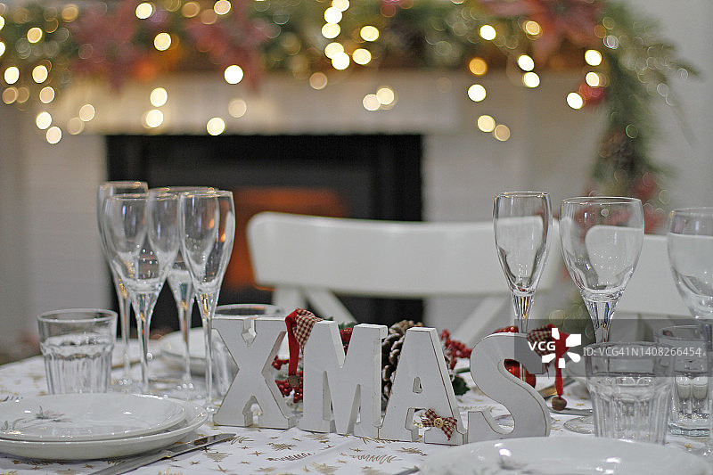 圣诞节静物，餐桌布置图片素材