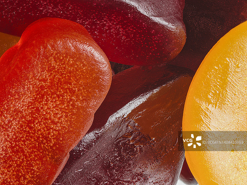 红色软糖的特写镜头图片素材