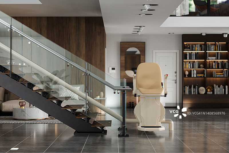 现代住宅楼梯自动升降机图片素材