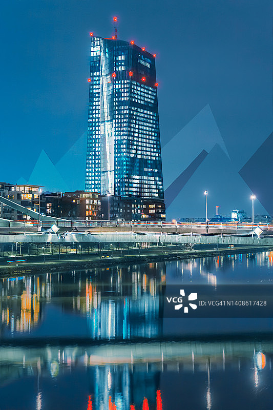 德国法兰克福欧洲中央银行（ECB）全景图片素材