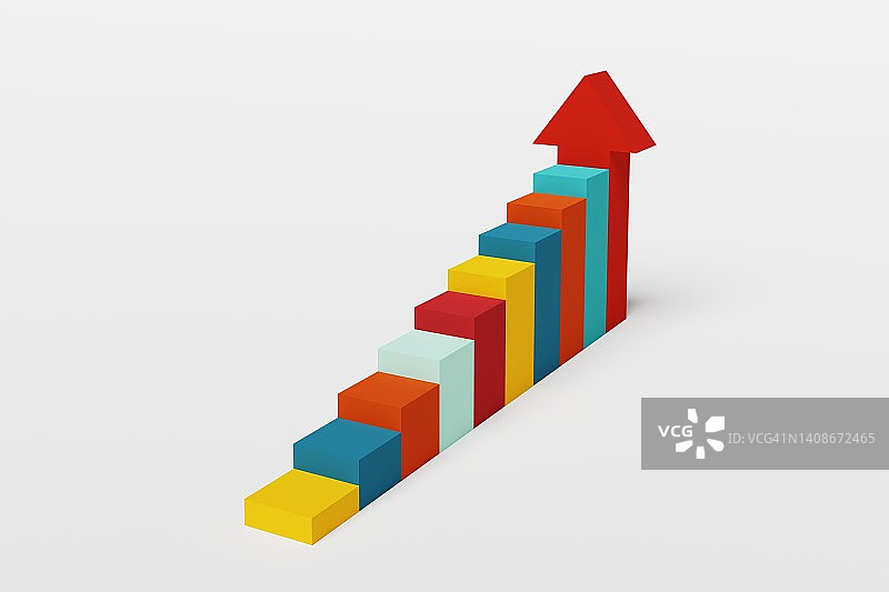 不同颜色台阶的阶梯箭头图片素材