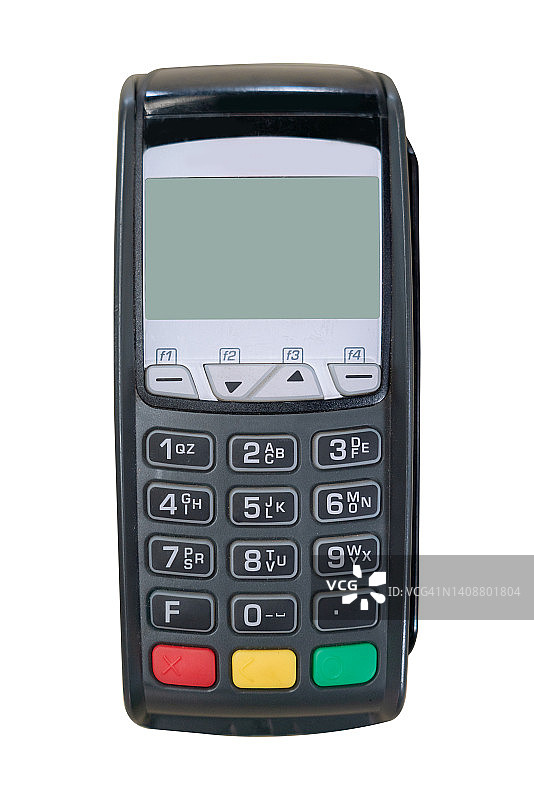 白色背景上隔离的支付终端，正面面板纹理可用于您的对象图片素材