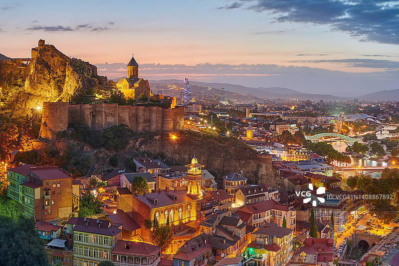 格鲁吉亚首都第比利斯夜景图片素材