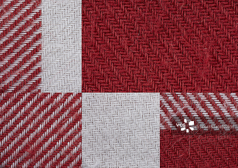 红色和白色棉布图案特写图片素材