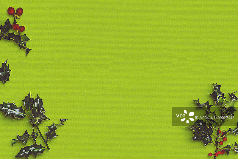 圣诞花环和装饰品框架与复制空间图片素材