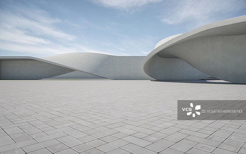 抽象混凝土建筑的空白方形正面图片素材