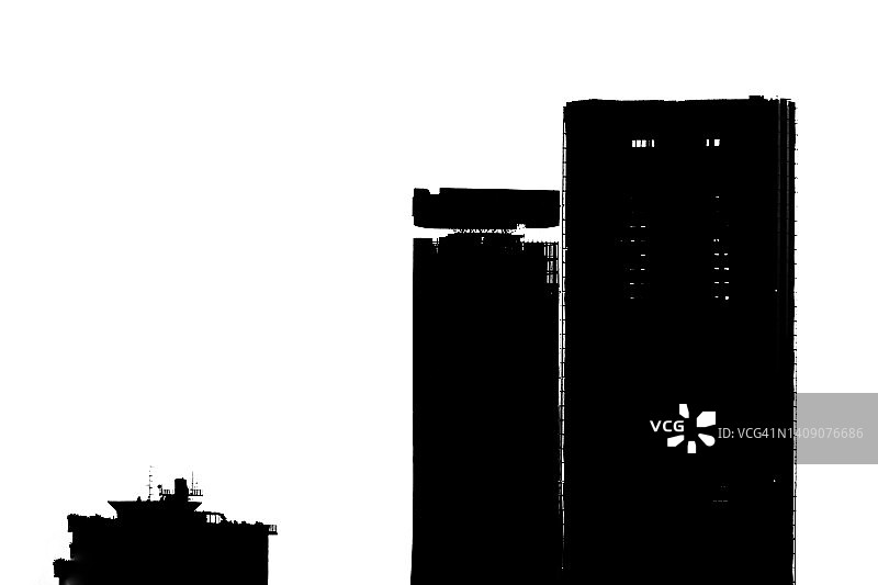 白色背景上的摩天大楼黑色轮廓图片素材