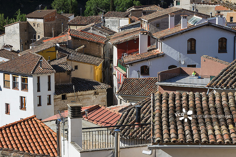 西班牙村庄的屋顶景观图片素材