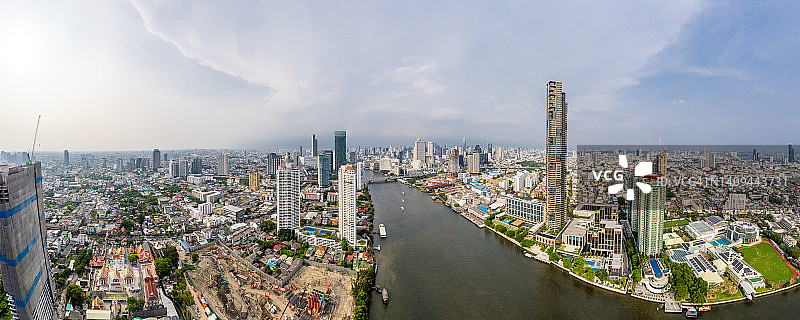 曼谷湄南河白日全景图片素材