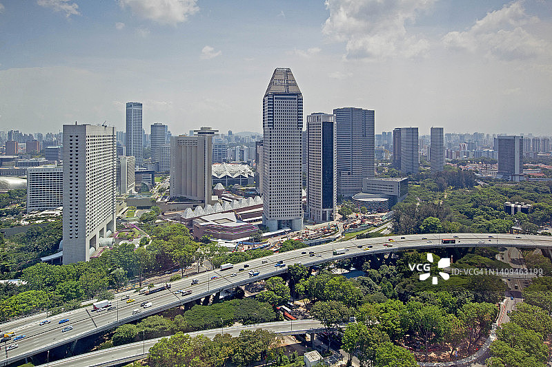新加坡天际线航拍图片素材