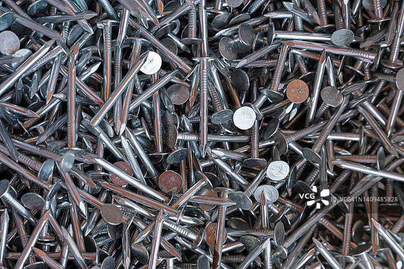 银色建筑钉子的全画面图像图片素材
