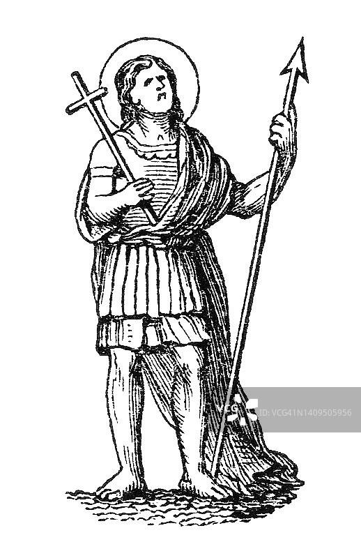 古老的雕刻插图：塞萨洛尼卡的圣德米特里图片素材