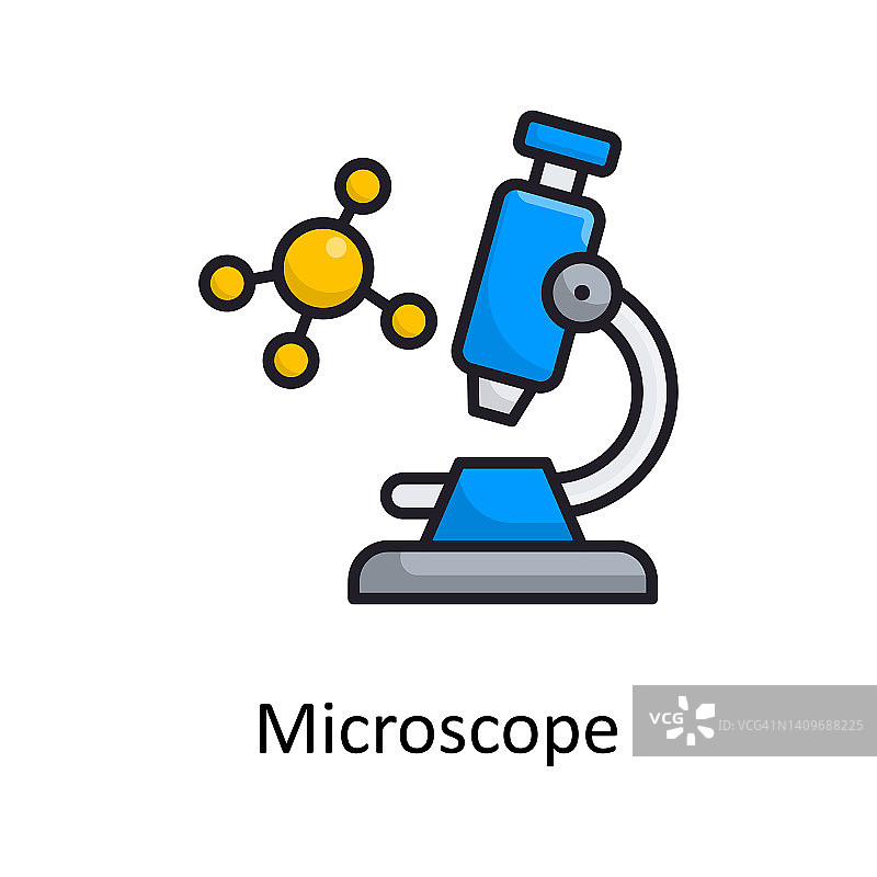 显微镜矢量填充轮廓图标设计插图。白色背景上的医疗符号EPS 10文件图片素材