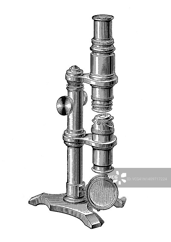 用于光波偏振的历史仪器（装置）老式雕刻插图图片素材