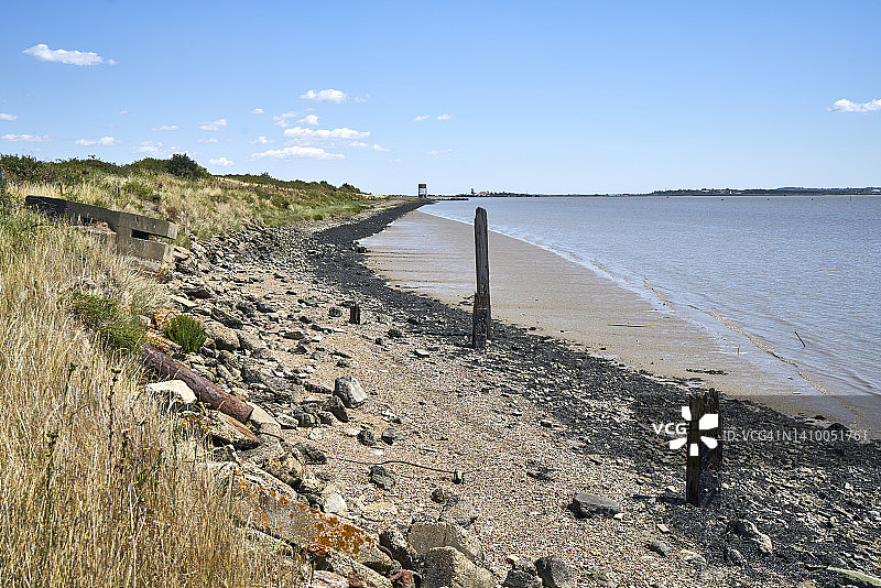英国埃塞克斯郡泰晤士河口北岸的退潮景象图片素材
