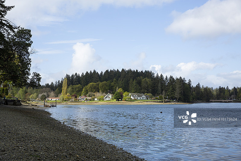 华盛顿州莱克贝卡尔湾宁静海岸风光图片素材