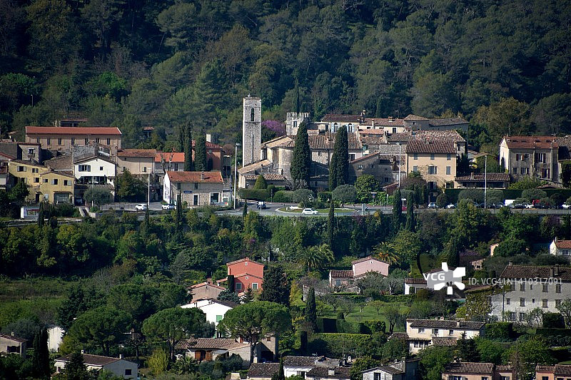 从圣保罗德旺斯的城墙看到的拉科勒-卢图片素材