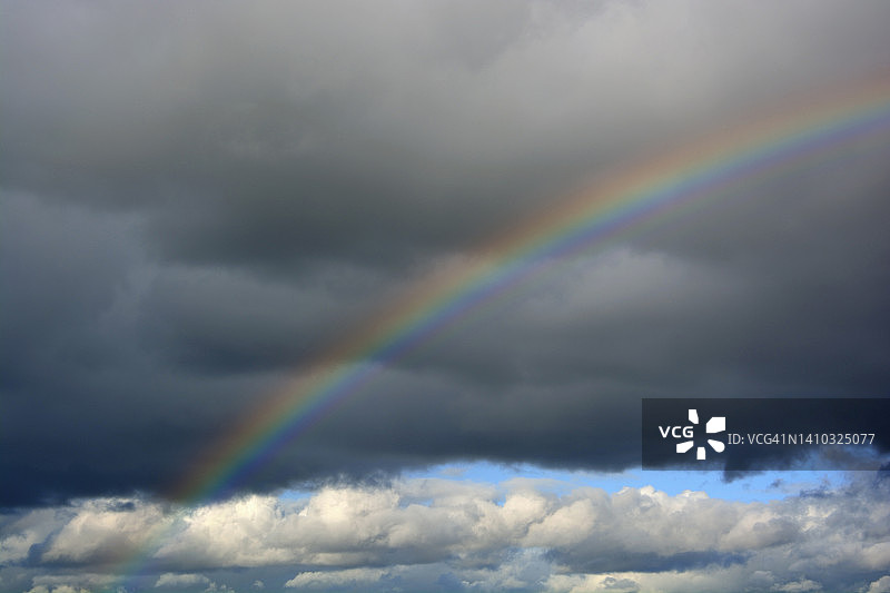 灰色暴风雨云层中的彩虹图片素材
