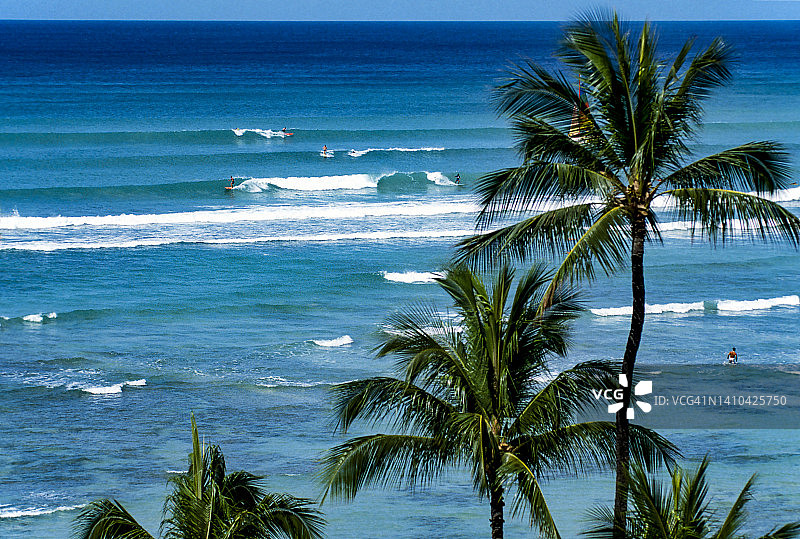 美国夏威夷威基基冲浪图片素材