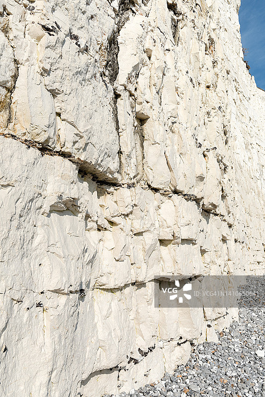 英国东萨塞克斯七姐妹悬崖的白垩岩面特写图片素材