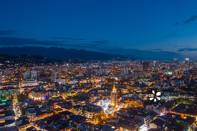 巴统美丽城市夜景航拍图片素材