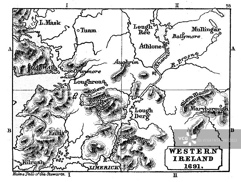 1691年西爱尔兰老地图图片素材