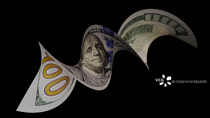 扭曲的100美元钞票图片素材