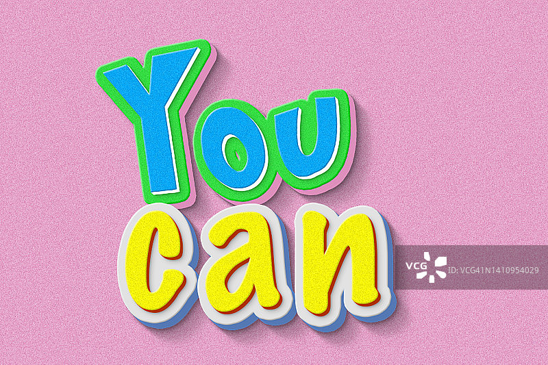 粉色背景中彩色橡胶字母的“你”字样图片素材