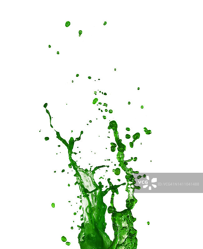 白色背景上的绿色油漆喷雾图片素材