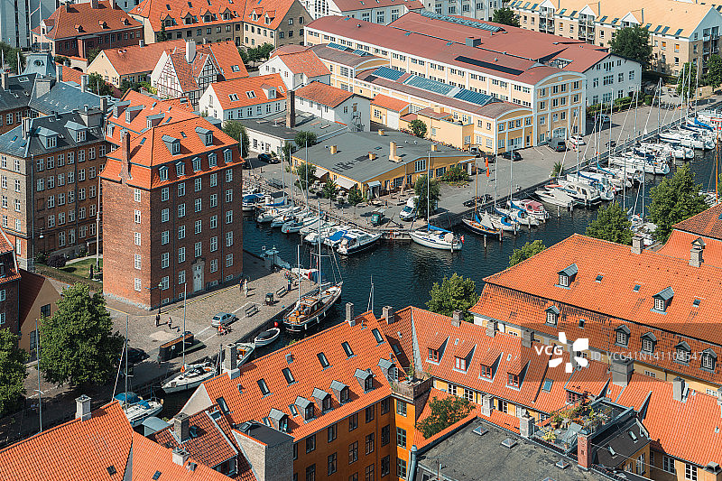 哥本哈根城市航拍景色图片素材