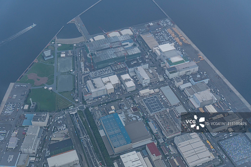 日本川崎市工厂区鸟瞰图片素材