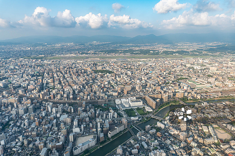 日本福冈市飞机航拍景观图片素材