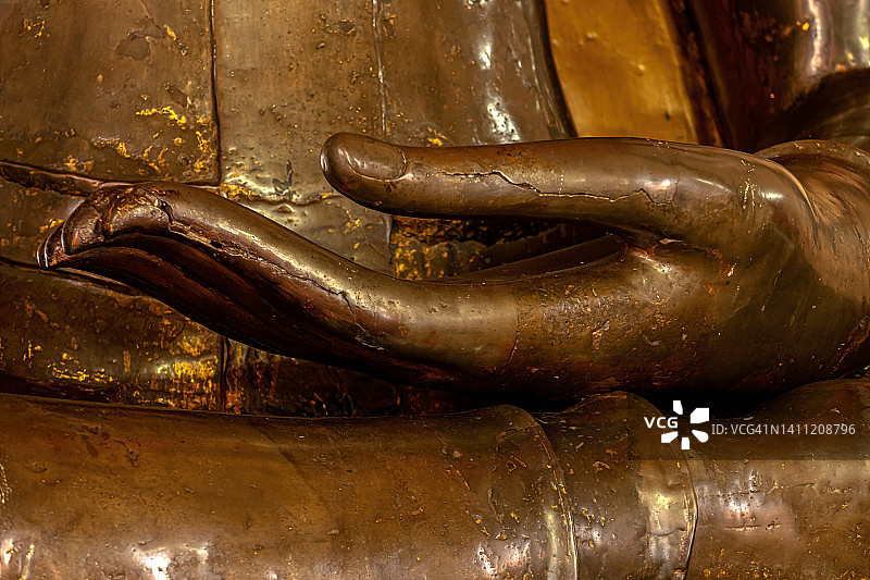 金色泰国佛手细节图片素材