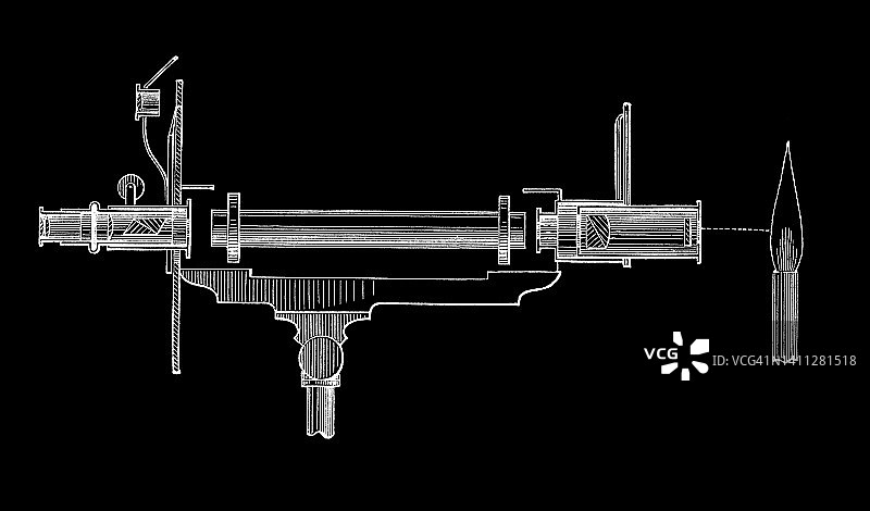 用于光波偏振的历史仪器（装置）老式雕刻插图图片素材