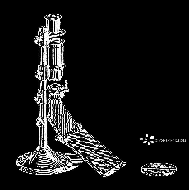 用于光波偏振的历史仪器（装置）老式雕刻插图图片素材