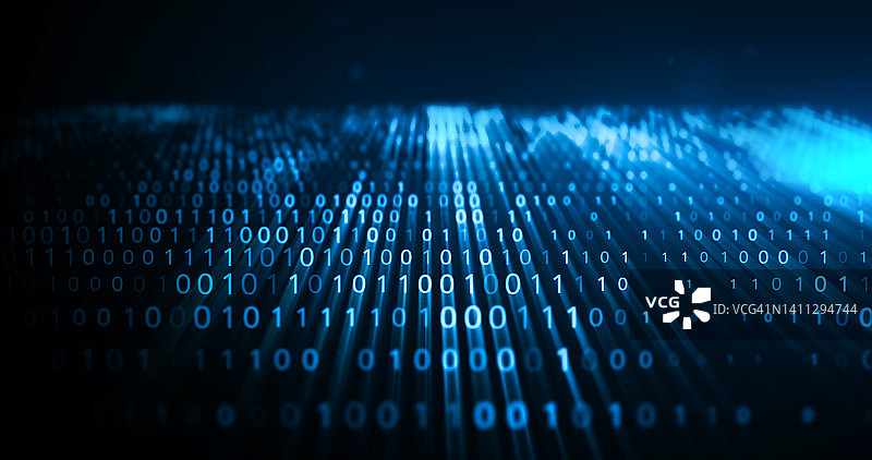 虚拟3D空间中的二进制代码图片素材