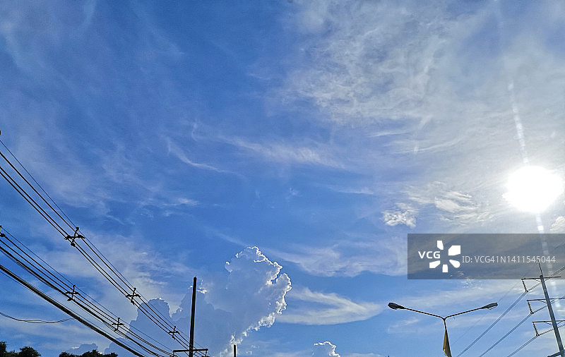 阳光多云蓝天图片素材