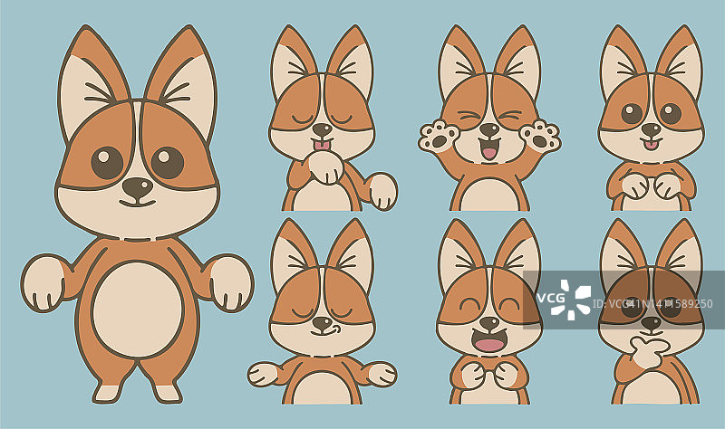 卡通风格的动物与各种动作矢量图图片素材