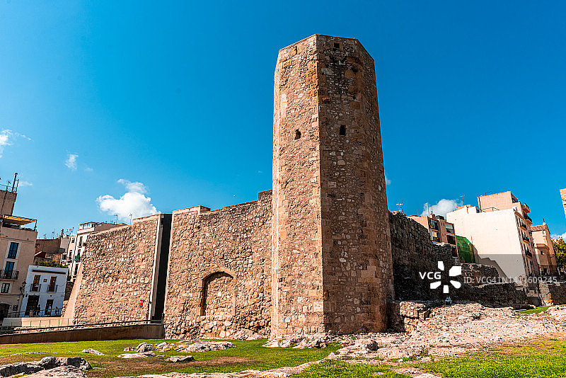 西班牙加泰罗尼亚塔拉戈纳城墙一角图片素材