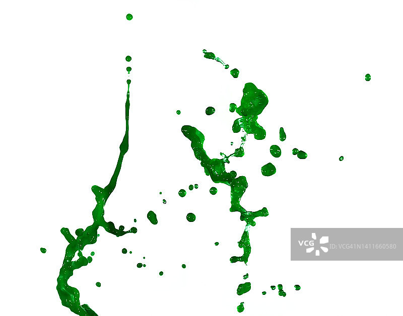 白色背景上的绿色油漆喷雾图片素材